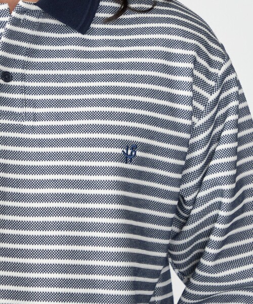 SHIPS（シップス）の「【WEB限定】SHIPS: ワンポイント ロゴ バーズアイ ロングスリーブ ポロシャツ（ポロシャツ・メンズ・オリーブ/ブラック/ネイビー/グレー/ダークブルー・X-LARGE/LARGE/SMALL/MEDIUM）」の16枚目の写真