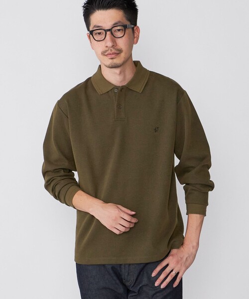 SHIPS（シップス）の「【WEB限定】SHIPS: ワンポイント ロゴ バーズアイ ロングスリーブ ポロシャツ（ポロシャツ・メンズ・オリーブ/ブラック/ネイビー/グレー/ダークブルー・X-LARGE/LARGE/SMALL/MEDIUM）」の22枚目の写真