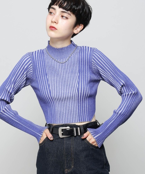 PAGEBOY(ページボーイ)の「バイカラーリブハイネックショート(ニット/セーター・レディース・ブラック/ブルー/モカ/オフホワイト・FREE)」の14枚目の写真