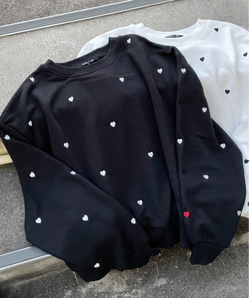 one way（ワンウェイ）の「ハートまみれトレーナー（スウェット・レディース・ホワイト/ブラック/ライトピンク/グレー・FREE）」の8枚目の写真