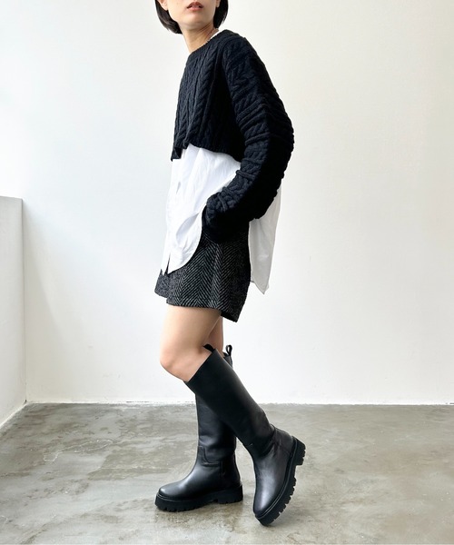 Meli rich(メリーリッチ)の「クロップド丈ケーブルニット(ニット/セーター・レディース・オフホワイト/ベージュ/ブラック/ブラウン・MEDIUM)」の20枚目の写真