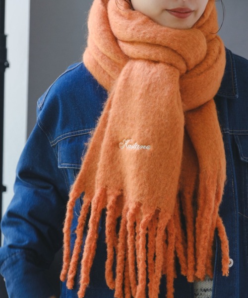 Kastane(カスタネ)の「刺繍フリンジマフラー(マフラー・レディース・サックスブルー/オレンジ/アイボリー/チャコールグレー・FREE)」の16枚目の写真