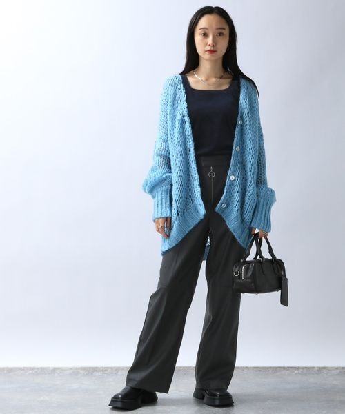 JEANASIS（ジーナシス）の「2GモヘアVカーディガン/ 983814（カーディガン/ボレロ・レディース・レッド/チャコールグレー/ライトブルー/オフホワイト・FREE）」の5枚目の写真