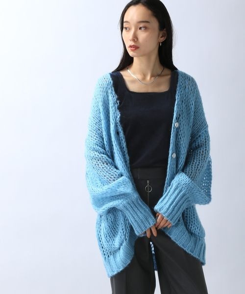 JEANASIS（ジーナシス）の「2GモヘアVカーディガン/ 983814（カーディガン/ボレロ・レディース・レッド/チャコールグレー/ライトブルー/オフホワイト・FREE）」の8枚目の写真