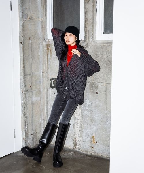 JEANASIS（ジーナシス）の「2GモヘアVカーディガン/ 983814（カーディガン/ボレロ・レディース・レッド/チャコールグレー/ライトブルー/オフホワイト・FREE）」の21枚目の写真