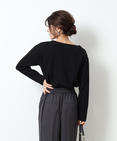 DRESKIP（ドレスキップ）の「◆【無地/ボーダー】コットン ゆったりロンT（Tシャツ/カットソー・レディース・ベージュ系2/ナチュラル/アイボリー/キャメル/ブラック/ホワイト系5・03/02/04）」の9枚目の写真