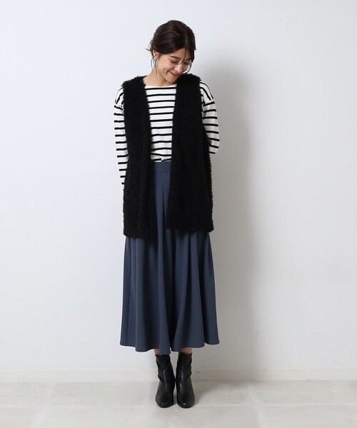 DRESKIP（ドレスキップ）の「◆【無地/ボーダー】コットン ゆったりロンT（Tシャツ/カットソー・レディース・ベージュ系2/ナチュラル/アイボリー/キャメル/ブラック/ホワイト系5・03/02/04）」の12枚目の写真