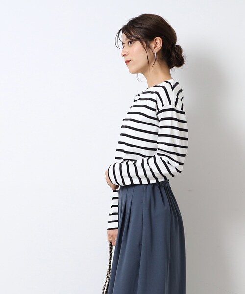 DRESKIP（ドレスキップ）の「◆【無地/ボーダー】コットン ゆったりロンT（Tシャツ/カットソー・レディース・ベージュ系2/ナチュラル/アイボリー/キャメル/ブラック/ホワイト系5・03/02/04）」の15枚目の写真