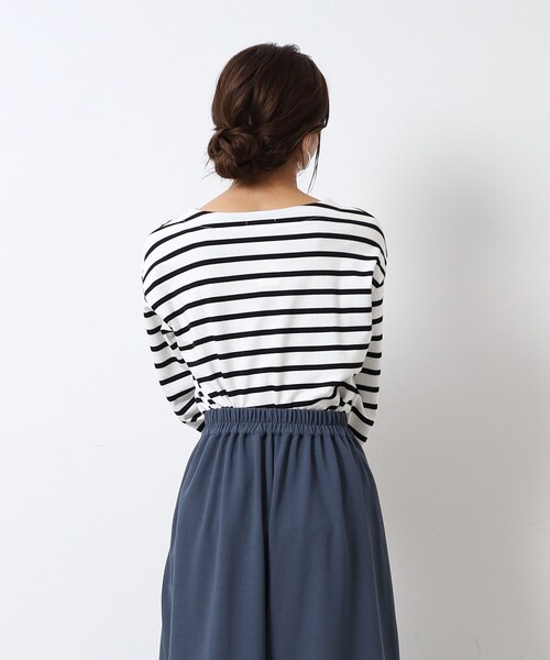 DRESKIP（ドレスキップ）の「◆【無地/ボーダー】コットン ゆったりロンT（Tシャツ/カットソー・レディース・ベージュ系2/ナチュラル/アイボリー/キャメル/ブラック/ホワイト系5・03/02/04）」の16枚目の写真