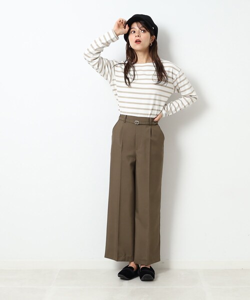 DRESKIP（ドレスキップ）の「◆【無地/ボーダー】コットン ゆったりロンT（Tシャツ/カットソー・レディース・ベージュ系2/ナチュラル/アイボリー/キャメル/ブラック/ホワイト系5・03/02/04）」の17枚目の写真