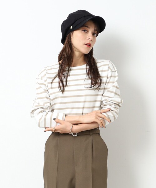 DRESKIP（ドレスキップ）の「◆【無地/ボーダー】コットン ゆったりロンT（Tシャツ/カットソー・レディース・ベージュ系2/ナチュラル/アイボリー/キャメル/ブラック/ホワイト系5・03/02/04）」の20枚目の写真