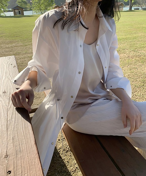 LAFFMO（ラフモ）の「ウエストドロストシャツ（シャツ/ブラウス・レディース・ライトグリーン/ホワイト/ブラック・F）」の7枚目の写真