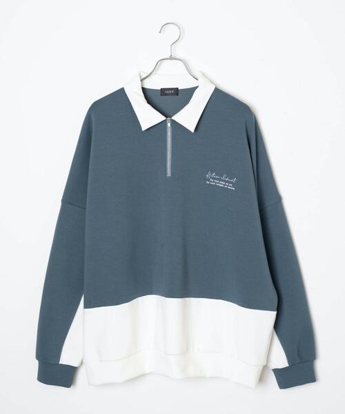 LUCY(ルーシー)の「LUCY/ドルマンハーフジッププルオーバー(スウェット・メンズ・ブルー/ホワイト・LARGE/MEDIUM)」の16枚目の写真
