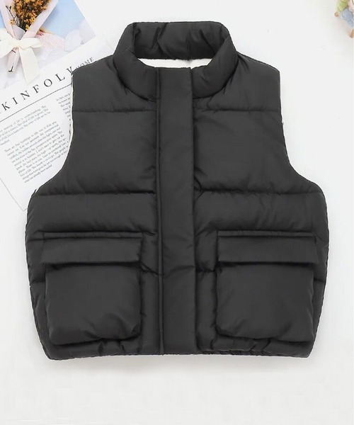 Bambin（ボンバン）の「【 Bambin / ボンバン 】 スタンドネック 中綿 ベスト（ベスト・キッズ・アイボリー/ブラック・130/110/120）」の5枚目の写真