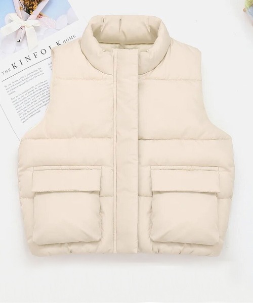 Bambin（ボンバン）の「【 Bambin / ボンバン 】 スタンドネック 中綿 ベスト（ベスト・キッズ・アイボリー/ブラック・130/110/120）」の6枚目の写真