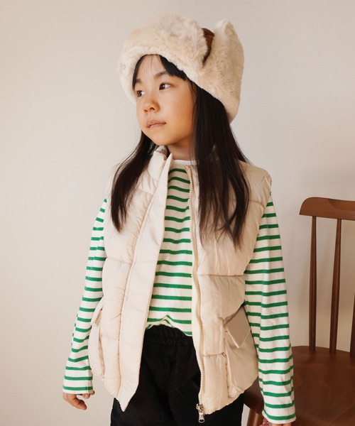 Bambin（ボンバン）の「【 Bambin / ボンバン 】 スタンドネック 中綿 ベスト（ベスト・キッズ・アイボリー/ブラック・130/110/120）」の9枚目の写真