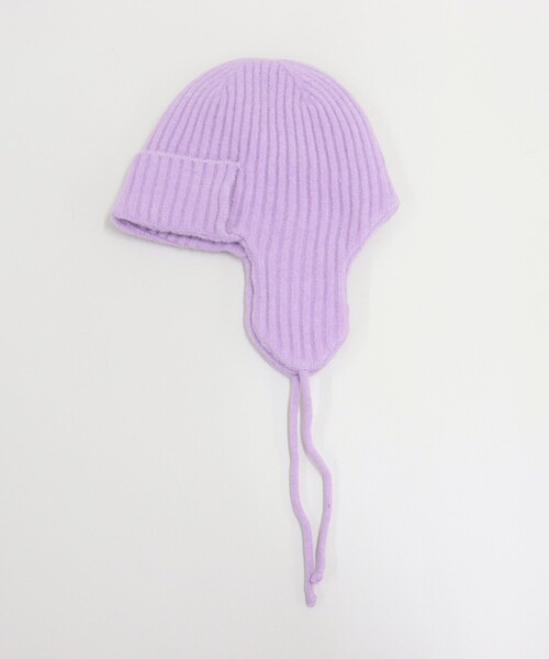 fredy emue（フレディエミュ）の「もちふわニットパイロットワッチ（ニットキャップ/ビーニー・レディース・ブラック/アイボリー/ラベンダー・FREE）」の9枚目の写真