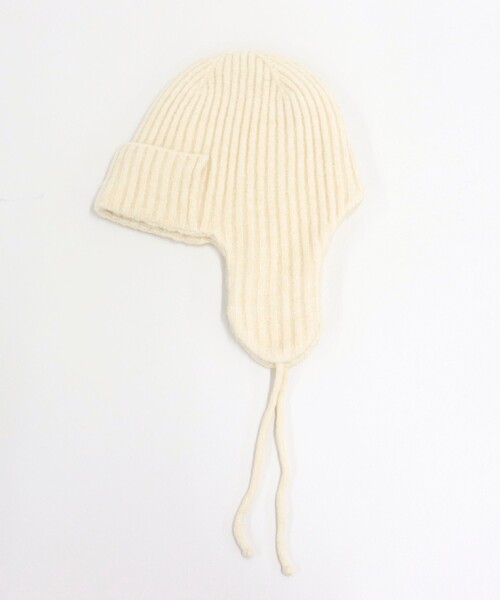 fredy emue（フレディエミュ）の「もちふわニットパイロットワッチ（ニットキャップ/ビーニー・レディース・ブラック/アイボリー/ラベンダー・FREE）」の14枚目の写真