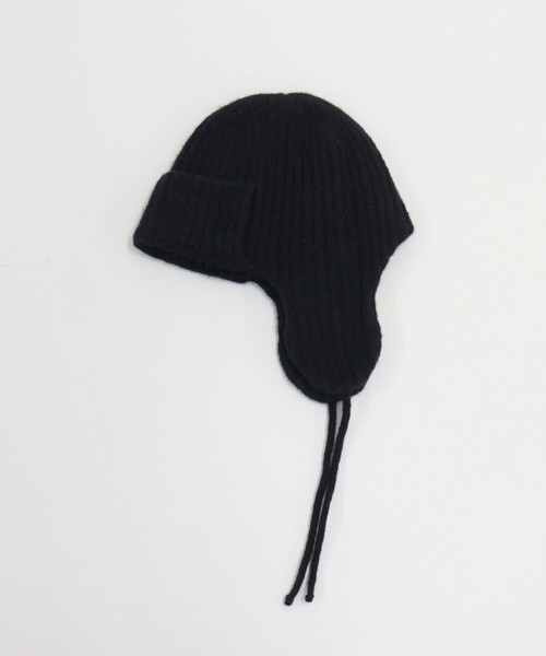 fredy emue（フレディエミュ）の「もちふわニットパイロットワッチ（ニットキャップ/ビーニー・レディース・ブラック/アイボリー/ラベンダー・FREE）」の6枚目の写真