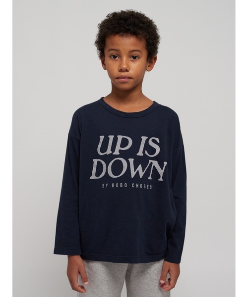 BOBO CHOSES(ボボショーズ)の「Up Is Down long sleeve T-shirt(Tシャツ/カットソー・キッズ・ネイビー・8-9y/10-11y/2-3Y/4-5Y/6-7y/12-13y)」の1枚目の写真