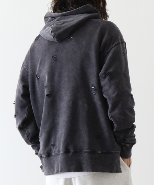 FUNALIVE（ファンアライブ）の「裏毛 ﾀﾞﾒｰｼﾞ加工 ﾌﾟﾙﾊﾟｰｶｰ（パーカー・メンズ・ブラック/レッド/ベージュ・L/XL/M）」の16枚目の写真