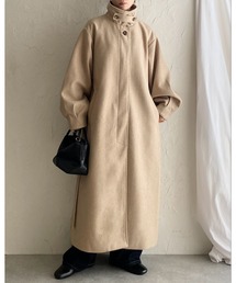 She's Closet（シーズクローゼット）の「フェイクウール2WAYベルト付きロングスタンドカラーステンカラーコート（ステンカラーコート）」