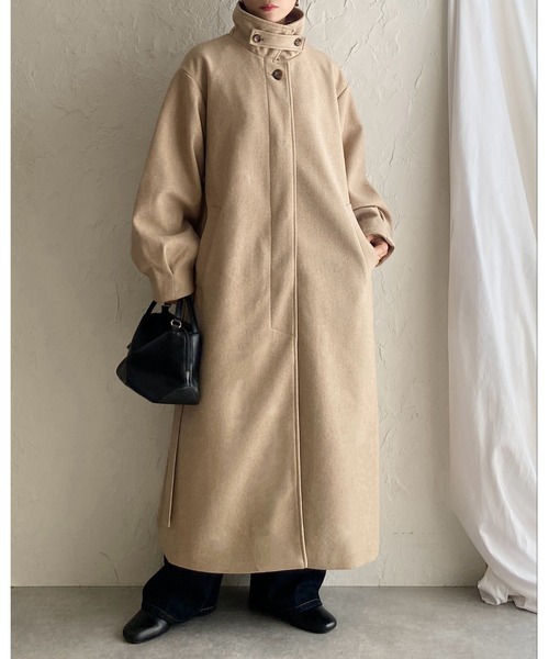 まる　　 ウール　ツイードコート　ベルト付き　ロングコート ゼニカ] ウール ツイード コート, black | Max Mara