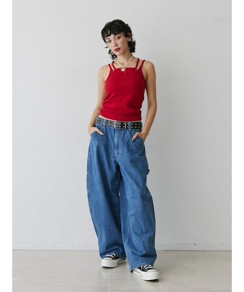 jouetie（ジュエティ）の「レイヤードキャミソール（キャミソール・レディース・ピンク/ブラック/オフホワイト/レッド/ネイビー・MEDIUM）」の7枚目の写真