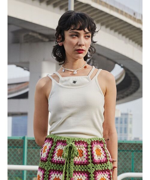 jouetie（ジュエティ）の「レイヤードキャミソール（キャミソール・レディース・ピンク/ブラック/オフホワイト/レッド/ネイビー・MEDIUM）」の12枚目の写真