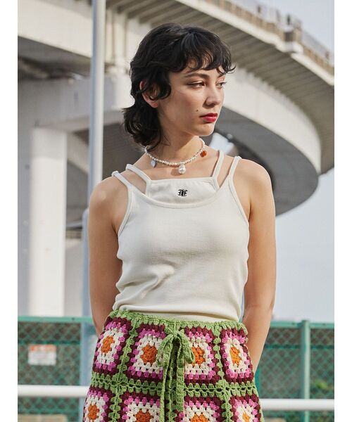 jouetie（ジュエティ）の「レイヤードキャミソール（キャミソール・レディース・ピンク/ブラック/オフホワイト/レッド/ネイビー・MEDIUM）」の15枚目の写真