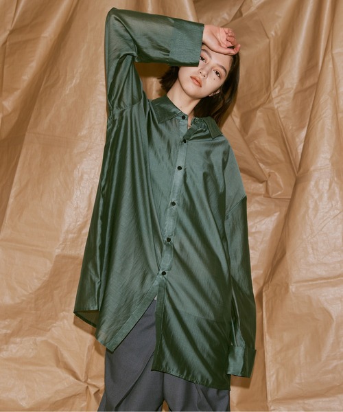 472 新品未使用　ウツシヨ　sheer shirt 透け　シャツ　ブラック Utusiyo（ウツシヨ）の「sheer shirt 透（シャツ/ブラウス
