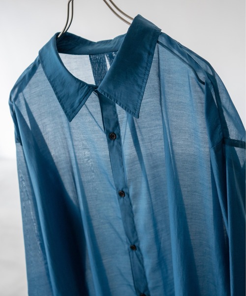 472 新品未使用　ウツシヨ　sheer shirt 透け　シャツ　ブラック Utusiyo（ウツシヨ）の「sheer shirt 透（シャツ/ブラウス