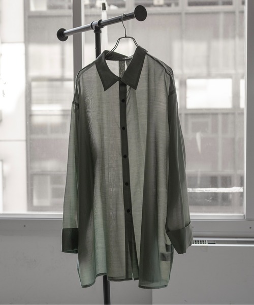 Utusiyo(ウツシヨ)の「sheer shirt 透(シャツ/ブラウス・メンズ・カーキ/ブルー/ブラック・FREE)」の11枚目の写真