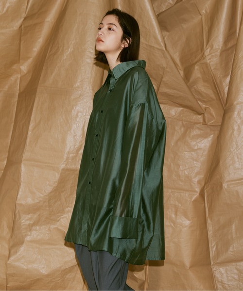 472 新品未使用　ウツシヨ　sheer shirt 透け　シャツ　ブラック Utusiyo（ウツシヨ）の「sheer shirt 透（シャツ/ブラウス