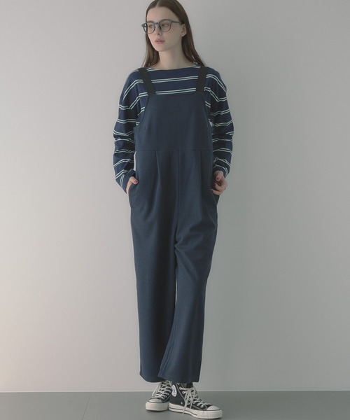 saloon（サルーン）の「SALOON(サルーン)/ワイドサロペット（サロペット/オーバーオール・レディース・ネイビー/アイボリー/ブラウン・FREE）」の4枚目の写真