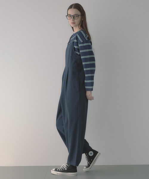 saloon（サルーン）の「SALOON(サルーン)/ワイドサロペット（サロペット/オーバーオール・レディース・ネイビー/アイボリー/ブラウン・FREE）」の6枚目の写真