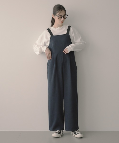 saloon（サルーン）の「SALOON(サルーン)/ワイドサロペット（サロペット/オーバーオール・レディース・ネイビー/アイボリー/ブラウン・FREE）」の17枚目の写真