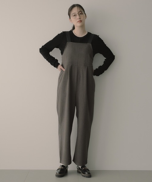 saloon（サルーン）の「SALOON(サルーン)/ワイドサロペット（サロペット/オーバーオール・レディース・ネイビー/アイボリー/ブラウン・FREE）」の11枚目の写真