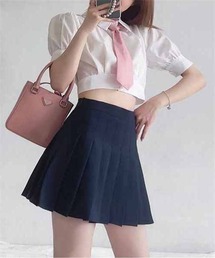 インナーパンツ付きハイウエストプリーツミニスカート