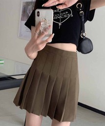 インナーパンツ付きハイウエストプリーツミニスカート