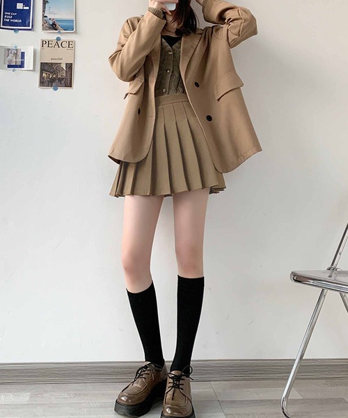 NANEA（ナネア）の「インナーパンツ付きハイウエストプリーツミニスカート（スカート・レディース・グレー/ネイビー/カーキ/ベージュ/チャコールグレー/ピンク/アイボリー/ブラック・SMALL/LARGE/MEDIUM）」の16枚目の写真