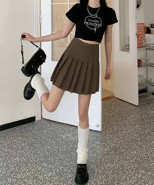 NANEA（ナネア）の「インナーパンツ付きハイウエストプリーツミニスカート（スカート・レディース・グレー/ネイビー/カーキ/ベージュ/チャコールグレー/ピンク/アイボリー/ブラック・SMALL/LARGE/MEDIUM）」の22枚目の写真