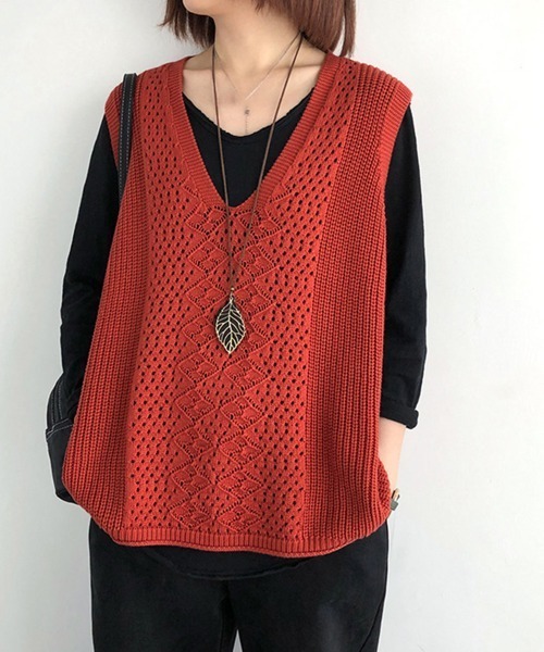 Miniministore(ミニミニストア)の「ニットベスト レディース ニットジレ秋冬(ベスト・レディース・ライトベージュ/ブラック/ブルー/レンガ/ダークグレー/ベージュ/ダークブラウン・フリー)」の17枚目の写真