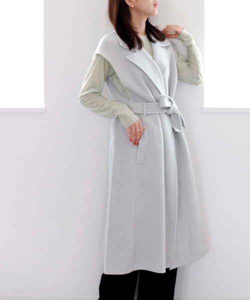 新品タグ付き「VERSEAU/ヴェルソー」ファインウールリバーロングジレ ヴェルソー VERSEAU ファインウールリバーロングジレ （柄ブラウン