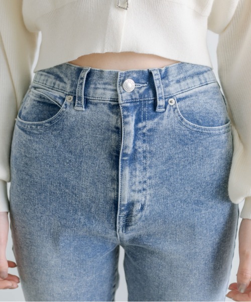 OLIVE des OLIVE（オリーブデオリーブ）の「【S/Mサイズ展開】細見えストレッチフレアデニムパンツ 1041030040（デニムパンツ・レディース・スミクロ/ブルー・MEDIUM/SMALL）」の7枚目の写真