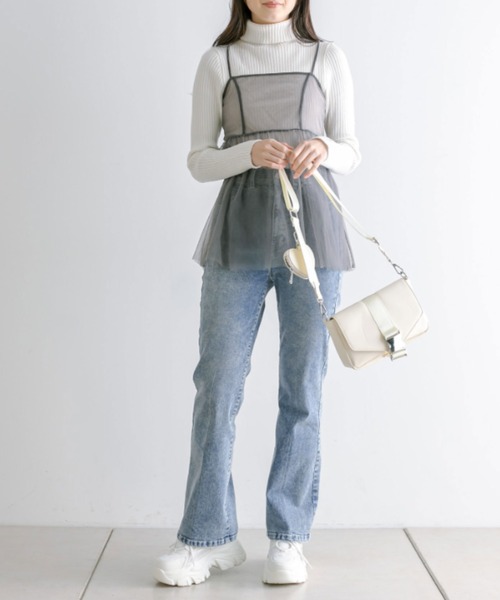 OLIVE des OLIVE（オリーブデオリーブ）の「【S/Mサイズ展開】細見えストレッチフレアデニムパンツ 1041030040（デニムパンツ・レディース・スミクロ/ブルー・MEDIUM/SMALL）」の20枚目の写真