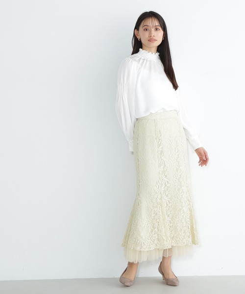 NATURAL BEAUTY BASIC（ナチュラルビューティーベーシック）の「◇チュールレイヤードレーススカート（スカート・レディース・オフホワイト/チャコールグレー/イエロー・SMALL/MEDIUM）」の13枚目の写真