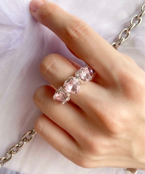 Casselini（キャセリーニ）の「Casselini(キャセリーニ)ハートビジューリング（リング・レディース・クリア/ピンク/ネイビー・FREE）」の14枚目の写真