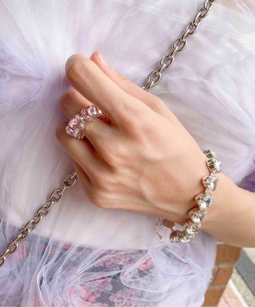 Casselini（キャセリーニ）の「Casselini(キャセリーニ)ハートビジューリング（リング・レディース・クリア/ピンク/ネイビー・FREE）」の15枚目の写真