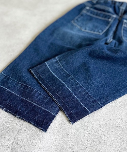 BIG FIELD(ビッグフィールド)の「カットオフデニムバギーパンツ(90~150cm)(デニムパンツ・キッズ・ネイビー/ブルー・150/140/130/120/110/100/90)」の7枚目の写真